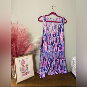 Lilly Pulitzer Purple and Pink Racer Back Slip-on Cotton Dress - Size XL